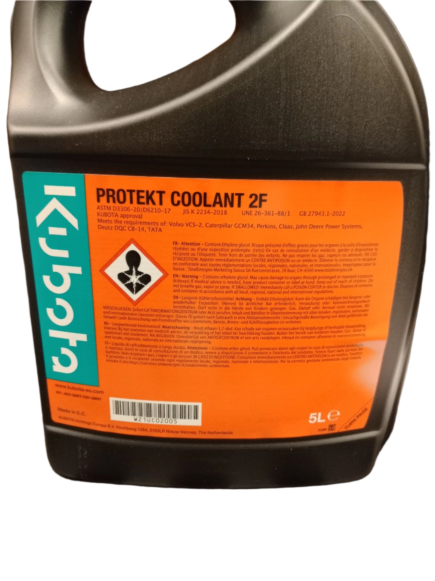 KUBOTA PROTEKT COOLANT 2F 5L W21UC02005 / WAS W21UC01005 Green (LLC)