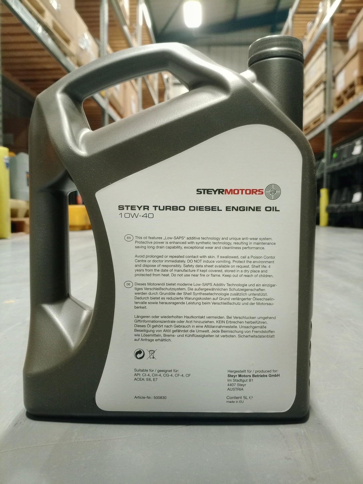 STEYR MOTORS TURBO DIESEL ENGINE OIL SAE 10W-40 5L 500830