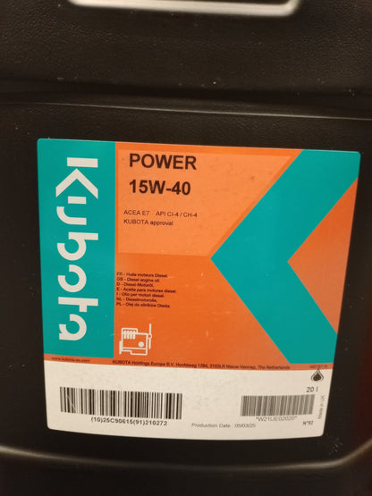 KUBOTA POWER ENGINE OIL 15W-40 (20L) W21UE02020