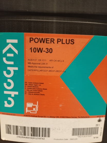 KUBOTA ENGINE OIL POWERPLUS 10W-30 (20L) W21UE07020 was W21UE01020