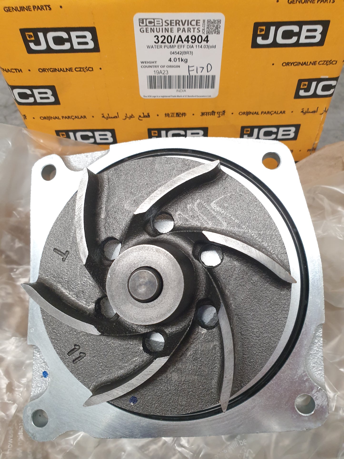 WATER PUMP & O-RING GENUINE JCB POWERSYSTEM PARTS 320/A4904