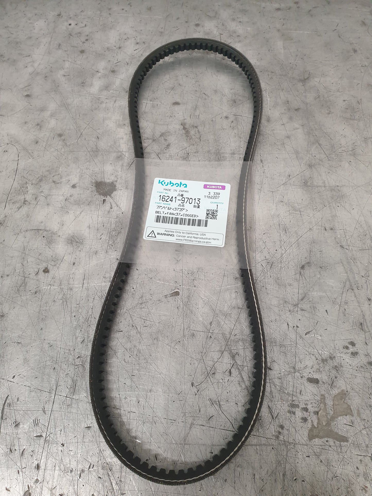 Kubota Genuine OEM Fan Belt (37" Cogged) 1624197013 / 16241-97013