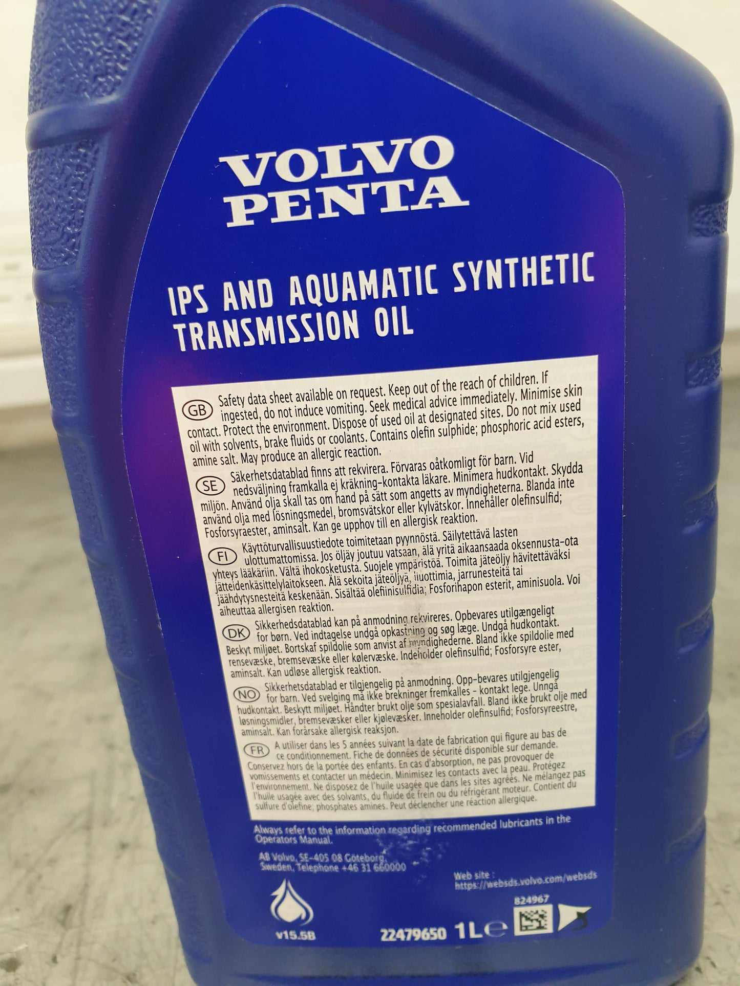 Volvo Penta 22479650 / 3809443 – Synthetic Transmission Oil SAE 75W-90 (1 Litre)